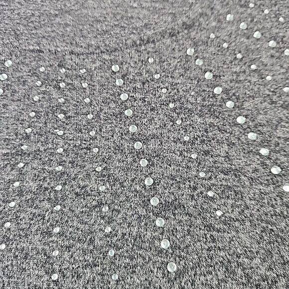 Adrienne Vittadini 2XL Grey Crystal Studded Round Neck Sweater Gathered Sleeve - Picture 4 of 9